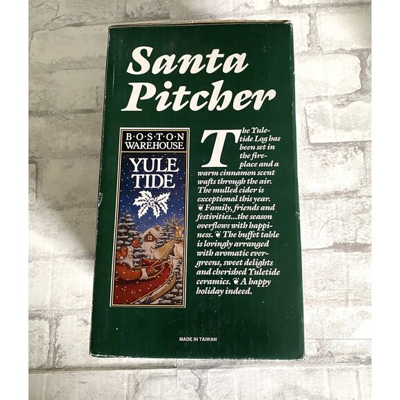 Vintage Boston Warehouse Yuletide Santa Pitcher Hand Painted Holiday Festivities - Picture 4 of 9